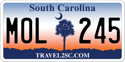 SC license plate MOL245