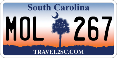 SC license plate MOL267