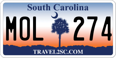 SC license plate MOL274