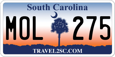 SC license plate MOL275