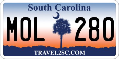 SC license plate MOL280