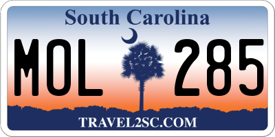 SC license plate MOL285