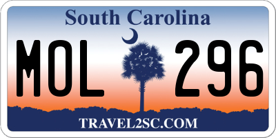 SC license plate MOL296