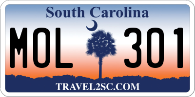 SC license plate MOL301