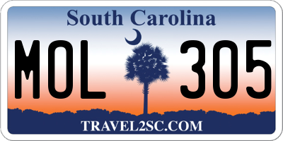 SC license plate MOL305