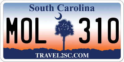 SC license plate MOL310
