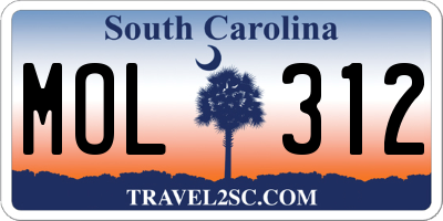 SC license plate MOL312
