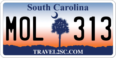 SC license plate MOL313