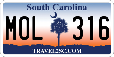 SC license plate MOL316