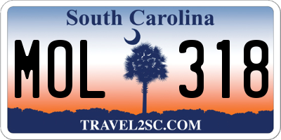 SC license plate MOL318