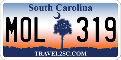 SC license plate MOL319