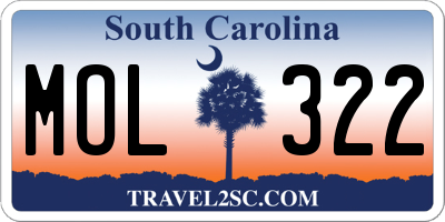 SC license plate MOL322