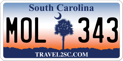 SC license plate MOL343