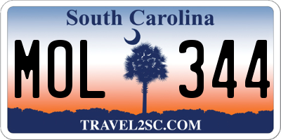SC license plate MOL344