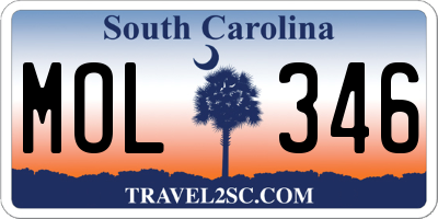 SC license plate MOL346
