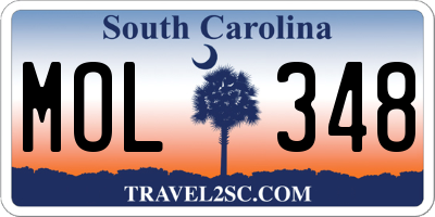 SC license plate MOL348