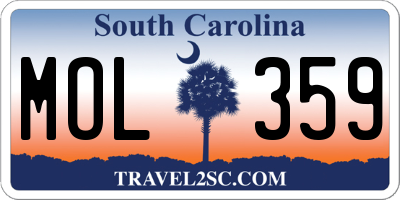 SC license plate MOL359
