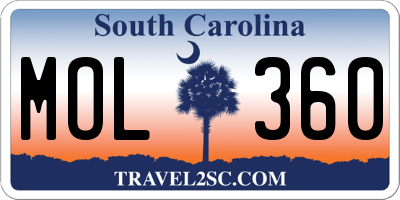 SC license plate MOL360