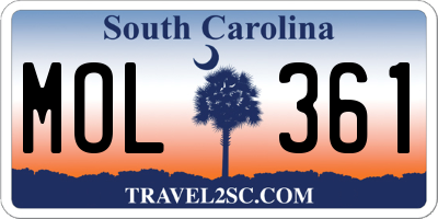 SC license plate MOL361