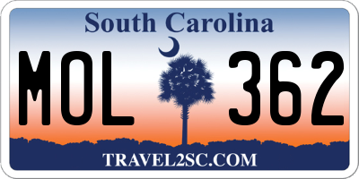 SC license plate MOL362