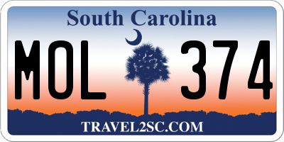 SC license plate MOL374