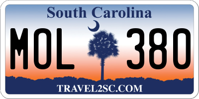 SC license plate MOL380