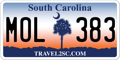 SC license plate MOL383