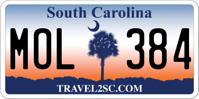 SC license plate MOL384