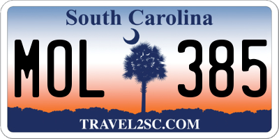 SC license plate MOL385
