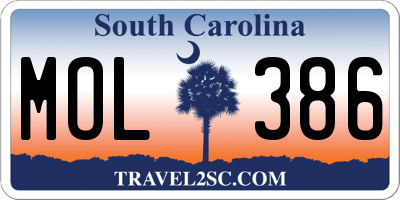 SC license plate MOL386