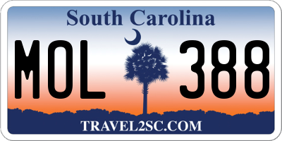 SC license plate MOL388