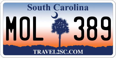 SC license plate MOL389