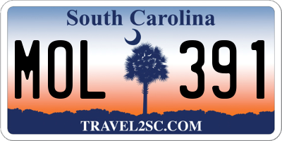 SC license plate MOL391