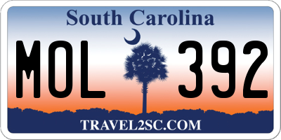 SC license plate MOL392