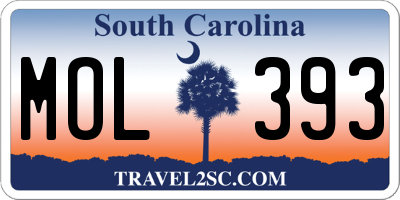 SC license plate MOL393