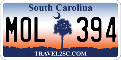 SC license plate MOL394