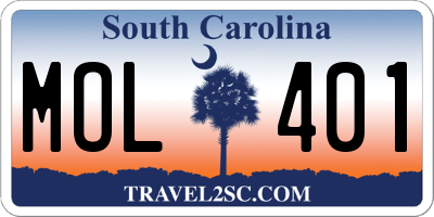 SC license plate MOL401