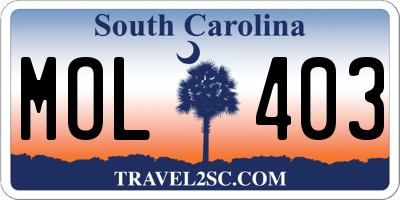 SC license plate MOL403