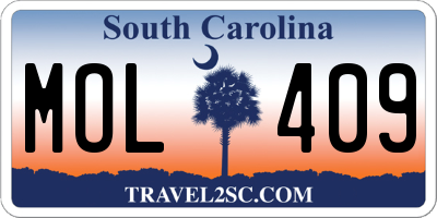 SC license plate MOL409