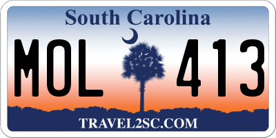 SC license plate MOL413