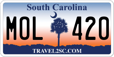 SC license plate MOL420
