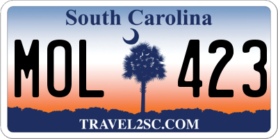 SC license plate MOL423