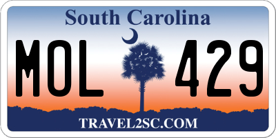 SC license plate MOL429