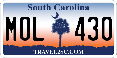 SC license plate MOL430