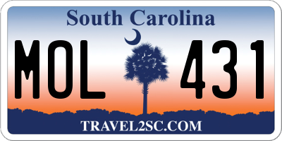 SC license plate MOL431