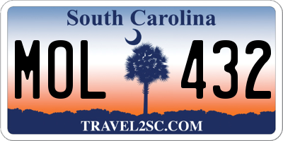 SC license plate MOL432
