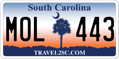 SC license plate MOL443