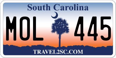 SC license plate MOL445