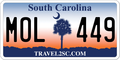 SC license plate MOL449