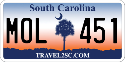 SC license plate MOL451